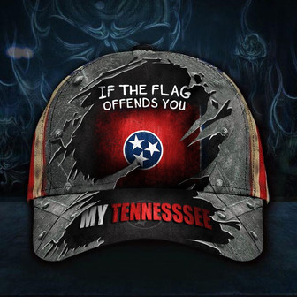 If The Flag Offends You My Tennessee Hat Vintage USA Flag Ball Cap Gift For Father In Law Hat - Thegiftio