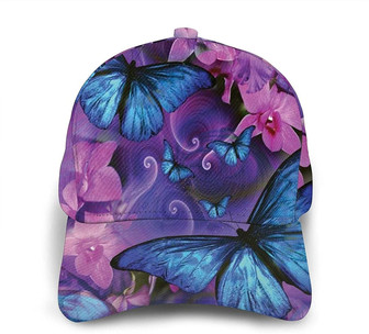 Flower Butterfly Print Classic Baseball Cap Adjustable Twill Sports Dad Hats for Unisex Hat - Thegiftio