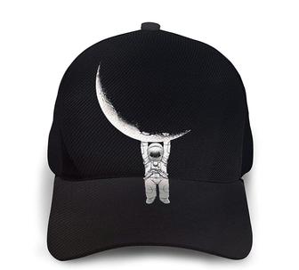 Galaxy Moon Astronaut Print Casual Baseball Cap Adjustable Twill Sports Dad Hats for Unisex Hat - Thegiftio UK