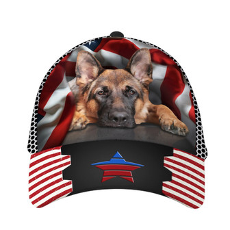 German Shepherd Dog American Flag Hat Classic Cap Hat - Thegiftio UK