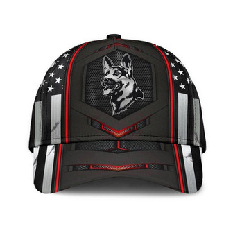 German Shepherd Red Flag Carbon Classic Cap Unisex Hat, Human Cap, Trending Cap, American Cap Hat - Thegiftio UK