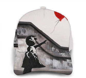 Girl with Balloon Print Casual Baseball Cap Adjustable Twill Sports Dad Hats for Unisex Hat - Thegiftio UK