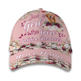 Girl Loves Golden Retriever Flowers Customized Hat Classic Cap Hat - Thegiftio UK