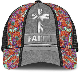 God Cross Mandala Metal Style Faith Flower Printed Unisex Hat Classic Caps Baseball Caps Hat - Thegiftio UK
