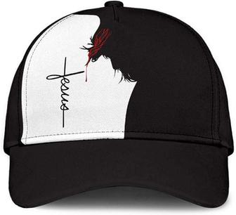 God Jesus Black and White Blood Style Printed Unisex Hat Classic Caps Baseball Caps, Curved Snapback Hat - Thegiftio UK