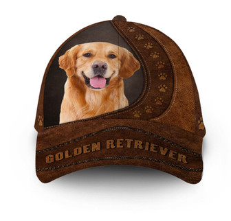 Golden Retriever Dog Leather Hat Classic Cap Hat - Thegiftio UK