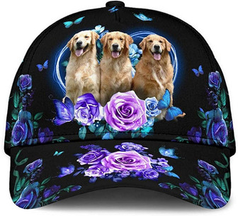 Golden Retriever Lovely Cute Flower Butterfly Heart Printed Unisex Hat Classic Cap, Snapback Cap Hat - Thegiftio
