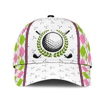 Golf Pink Green Plaid Hat Classic Cap For Summer, Unisex Cap, Human Cap, Trending Cap, American Cap Hat - Thegiftio