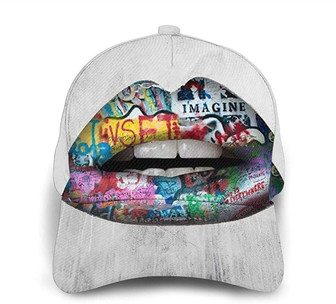 Graffiti Lips Print Classic Baseball Cap Adjustable Twill Sports Dad Hats for Unisex Hat - Thegiftio UK