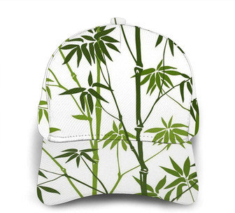 Green Bamboo Print Classic Baseball Cap Adjustable Twill Sports Dad Hats for Unisex Hat - Thegiftio UK