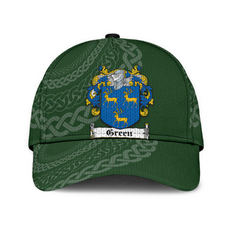 Green Coat Of Arms Irish Family Crest St Patrick's Day Hat Classic Cap Hat - Thegiftio UK
