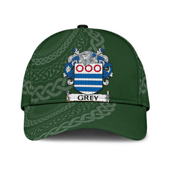 Grey Coat Of Arms Irish Family Crest St Patrick's Day Hat Classic Cap Hat - Thegiftio UK