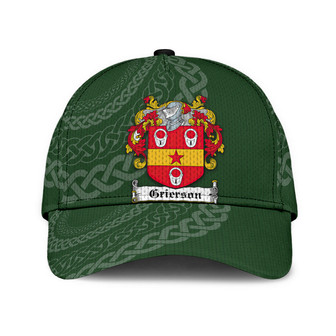 Grierson Coat Of Arms Irish Family Crest St Patrick's Day Hat Classic Cap Hat - Thegiftio UK