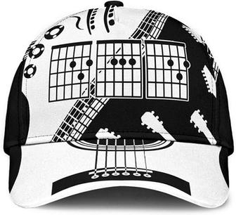 Guitar Chord Dad Black White Printed Unisex Hat Classic Caps Baseball Caps, Curved Snapback Hat - Thegiftio UK