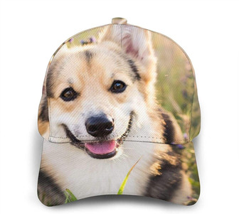 Happy Corgi Dog Print Casual Baseball Cap Adjustable Twill Sports Dad Hat Classic Cap for Unisex Hat - Thegiftio UK