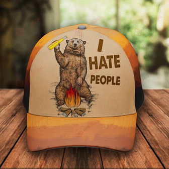 I Hate People Camping Bear Camp Classic Cap ALL OVER PRINTED Hat - Thegiftio