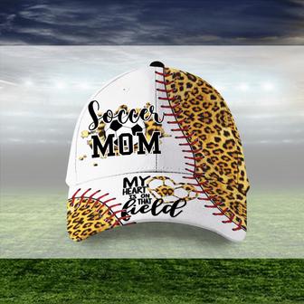 My Heart Is On That Field Soccer Mom Leopard Hat Classic Cap Hat - Thegiftio UK