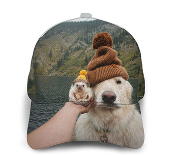 Hedgehog and Dog Print Casual Baseball Cap Adjustable Twill Sports Dad Hat Classic Cap for Unisex Hat - Thegiftio UK