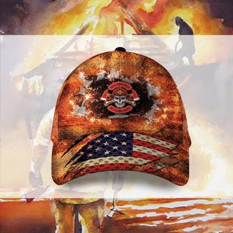 Hell Was Full So I Came Back Steel and Fire American Flag Hat Classic Cap Hat - Thegiftio UK