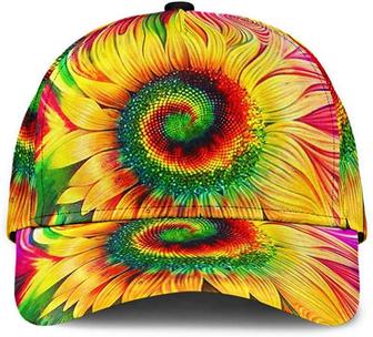 Hippie Sunflower Art Style Printed Unisex Hat Classic Caps Baseball Caps, Curved Snapback Hat - Thegiftio UK