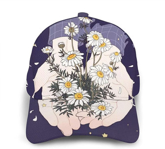 Holding Flowers Print Casual Baseball Cap Adjustable Twill Sports Dad Hats for Unisex Hat - Thegiftio UK