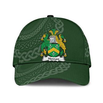 Homan Coat Of Arms Irish Family Crest St Patrick's Day Hat Classic Cap Hat - Thegiftio UK