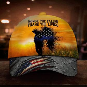 Honor The Fallen Thank The Living Blue Line Cap American Flag Hat Memorial Law Enforcement Hat - Thegiftio UK