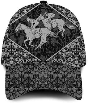Horse Racing Pattern Gray Simple and Beautiful Printed Unisex Hat Classic Cap Hat - Thegiftio UK
