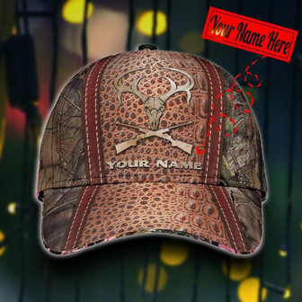 Hunting Classic Caps, Skull Deer Hunter Cap, Deer Hunter Camo Cap Custom Hat All Over Printed Hat - Thegiftio UK