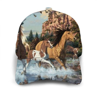 Indian War Horse Watercolor Horses Fashion Snapback Unisex Printing Baseball Cap Trucker Hat - Thegiftio UK