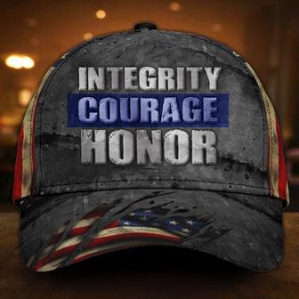 Integrity Courage Honor Blue Line Hat American Flag Cap Honoring Police Law Enforcement Hat - Thegiftio UK