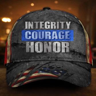 Integrity Courage Honor Blue Line Hat American Flag Cap Support Law Enforcement Men Women Hat - Thegiftio UK