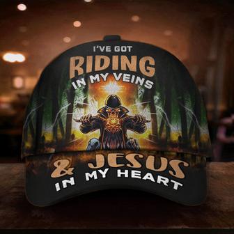 I've Got Riding In My Veins And Jesus In My Heart Hat Mens Christian Caps Hat - Thegiftio UK