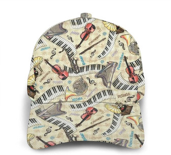 Jazz Music Instruments Pattern Fashion Unisex Baseball Cap Trucker Hat - Thegiftio UK