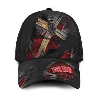 Jesus Cross Torn Fabric Custom Name Classic Cap For Jesus Lovers, jesus hat, jesus cap Hat - Thegiftio UK