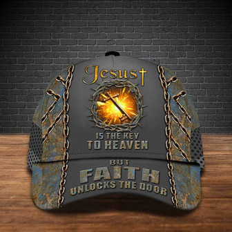 Jesus Is The Key To Heaven But Faith Unlocks The Door Hat Faith In God Christian Merch Hat Classic Cap Hat - Thegiftio UK