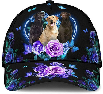 Labrador Lovely Cute Yellow Black Flower Butterfly Heart Printed Unisex Hat Classic Cap Hat - Thegiftio UK
