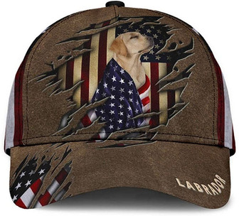 Labrador Retriever American Flag Wonderful Printed Unisex Hat Classic Cap, Snapback Cap Hat - Thegiftio UK