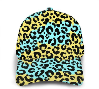 Leopard Print Blue Gold Adjustable Snapback Unisex Printing Baseball Cap Trucker Hats Outdoor Hat - Thegiftio UK