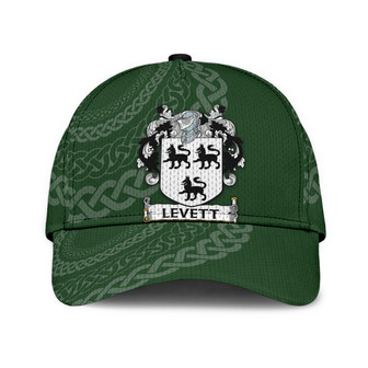Levett Coat Of Arms Irish Family Crest St Patrick's Day Hat Classic Cap Hat - Thegiftio UK