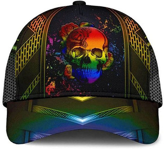 LGBT Skull Rose Colorful Beautiful Printed Unisex Hat Classic Cap, Gift for Expecting Parent Hat - Thegiftio