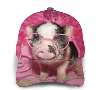Little Pig Wear Pink Sunglass Print Casual Baseball Cap Adjustable Twill Sports Dad Hats for Unisex Hat - Thegiftio UK