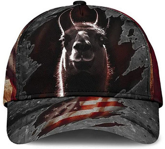 Llama American Flag Metal Simple and Beautiful Printed Unisex Hat Classic Cap, Snapback Cap Hat - Thegiftio