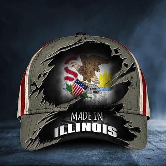 Made In Illinois Hat Patriotic American Flag Cap Pride Illinois Merch Hat - Thegiftio UK