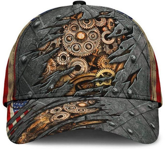 Mechanic American Cogwheel Iron Printed Unisex Hat Classic Caps Baseball Caps Hat - Thegiftio UK