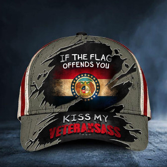 Missouri If The Flag Offends You Kiss My Veteransass Hat Old Retro USA Proud Veteran Missouri Hat Classic Cap Hat - Thegiftio