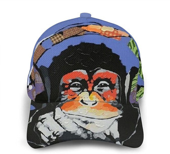 Monkey Headset Print Casual Baseball Cap Adjustable Twill Sports Dad Hats for Unisex Hat - Thegiftio UK