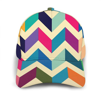 Multicoloured Zig Zag Print Casual Baseball Cap Adjustable Twill Sports Dad Hats for Unisex Hat - Thegiftio UK