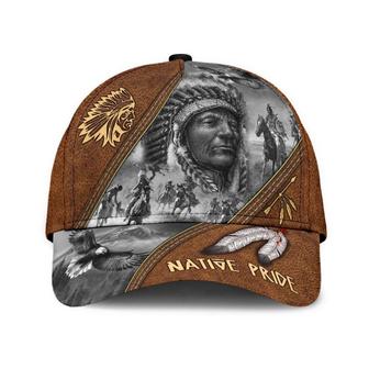 Native Pride Leather Print Classic Cap Indigenous hat Native American Snapback Personalized Caps Hat - Thegiftio UK
