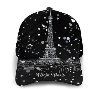 Night Paris Eiffel Tower Print Classic Baseball Cap Adjustable Twill Sports Dad Hats for Unisex Hat - Thegiftio UK